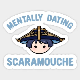Mentally dating Genshin Impact Scaramouche wanderer chibi head text | Morcaworks Sticker